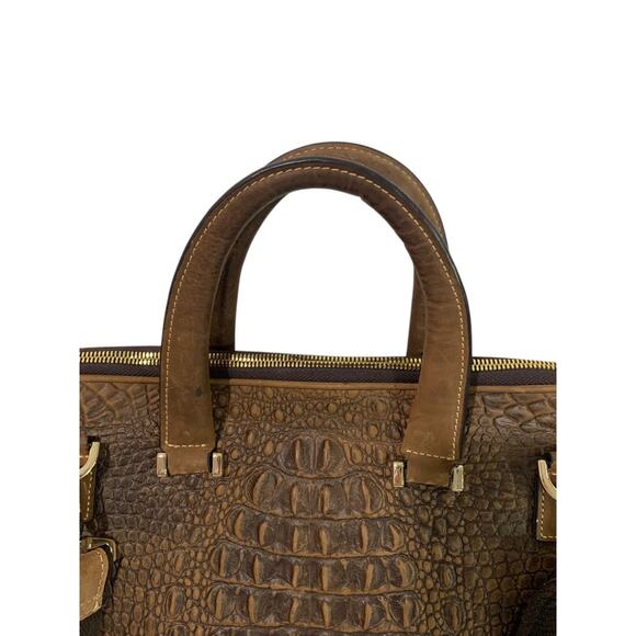 Quintessential Crocodile Style Genuine Leather Bag Briefcase Brown - Picture 6 of 13